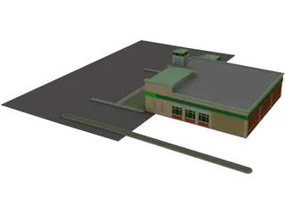 TD Bank Building with Drive Thru 3D Model preview