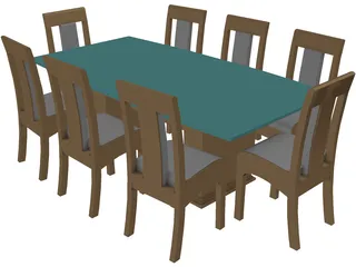 Dining Table and Chairs 3D Model preview