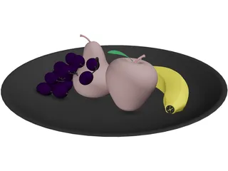 Fruits On Plate 3D Model preview