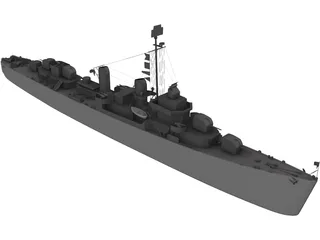 USS Kidd Destroyer 3D Model preview