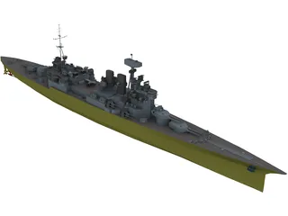 Hood Battlecruiser Refit 3D Model preview