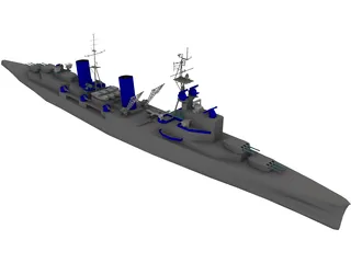 Belfast Light Cruiser 3D Model preview