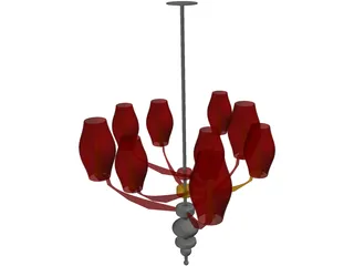 Modern Asian Chandelier 3D Model preview