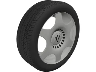 VW Rim and Tyre 3D Model preview