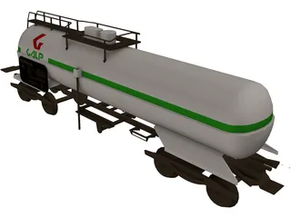 Oil Tank Train Car 3D Model preview