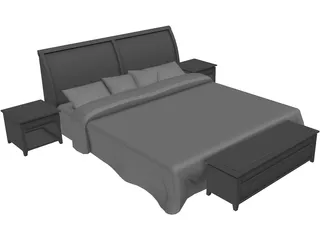 Double Bed 3D Model preview