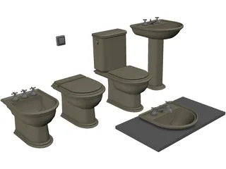 Bathroom Furniture Set 3D Model preview