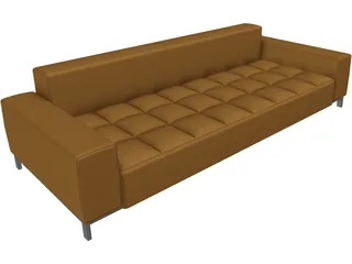 Couch Leather Pillow 3D Model preview