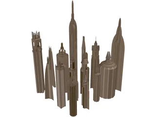 Futuristic Skyscraper Collection 3D Model preview
