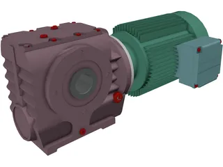 Worm Gear Motor Large 3D Model preview