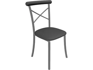 Metal Kitchen Chair with Padded Back 3D Model preview