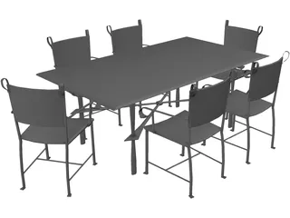 Table with Chairs 3D Model preview
