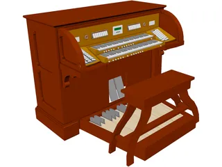 Church Pipe Organ Console 3D Model preview