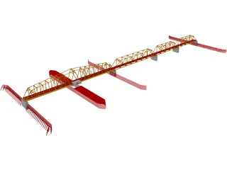 Swing Span Truss Bridge 3D Model preview