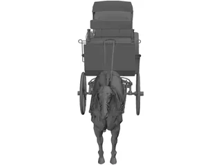 Old Style Horse Carriage 3D Model preview