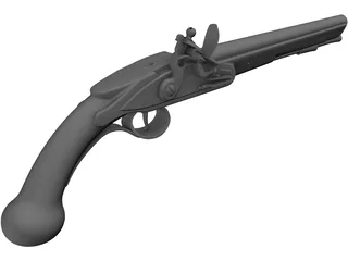 Flintlock Holster Pistol C 1760 3D Model preview