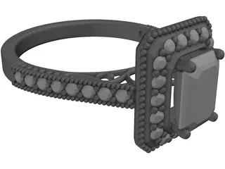 Gold Jewelry Ring with Gems 3D Model preview