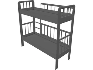 Two-Level Children Bed 3D Model preview