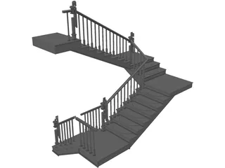 Stair with 3 Flights and 3 Landings 3D Model preview