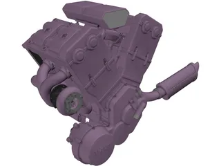 V4 Twin Turbo Engine 3D Model preview
