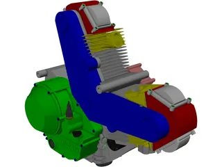 Ducati 900cc Air Cooled Engine 3D Model preview