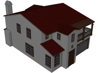 Spanish Style House 2 Story 3D Model preview