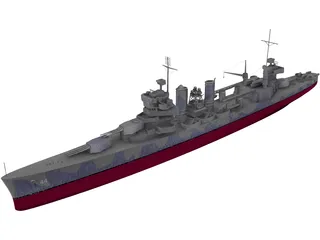 USS Vincennes Military Cruiser 3D Model preview