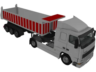 Volvo FH16 Semitrailer Dumper 5 Axle 3D Model preview