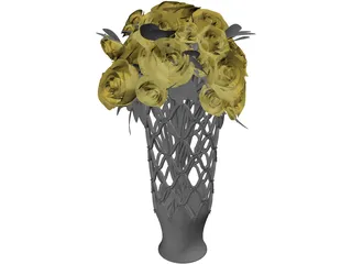 Vase with Roses 3D Model preview