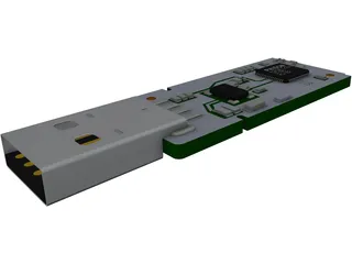 USB Memory Stick Internal Parts 3D Model preview