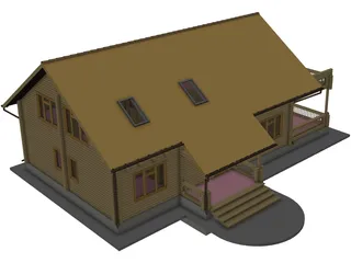 Wooden House 3D Model preview