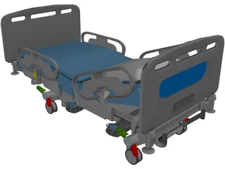 Hospital Bed 3D Model preview