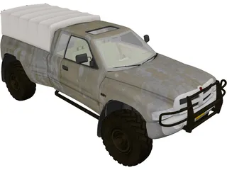 Dodge RAM Military Truck 3D Model preview