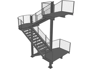 Fire Escape Stair 3D Model preview