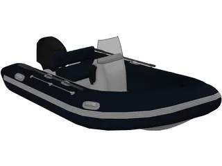 Inflatable Boat with Outboard Motor 3D Model preview