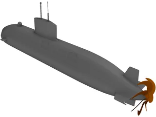 Victoria Class UK Submarine 3D Model preview