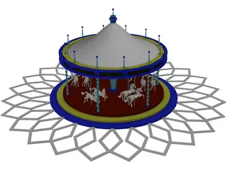 Amusement Park Carousel 3D Model preview