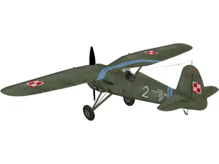 PZL P.11 3D Model preview