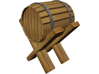Wine Barrel 3D Model preview