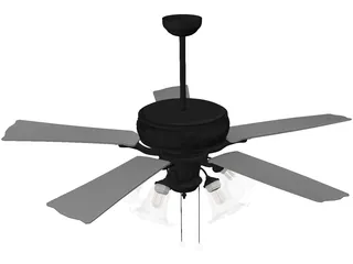 Ceiling Fan with Lamp 3D Model preview