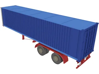 Renault Magnum Container Trailer 3D Model preview