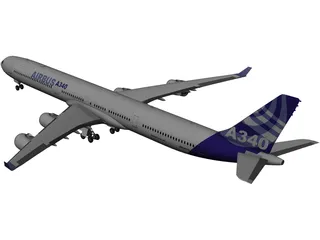 Airbus A340-600 Airliner 3D Model preview