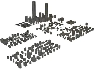 City Buildings Set 3D Model preview