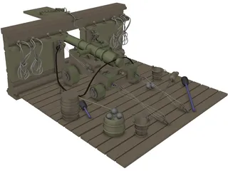 British Naval Cannon (12 lb) 3D Model preview