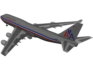 Boeing 747-400 Airliner 3D Model preview