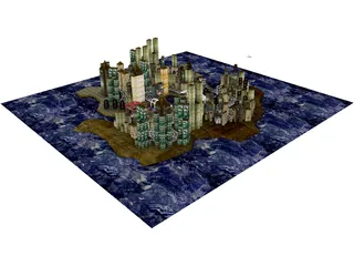 City Part at Midnight 3D Model preview