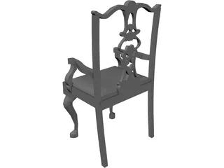 Chair Chippendale Cabriole Leg 3D Model preview