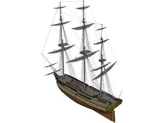 Le Glorieux Ship Of Line 3D Model preview
