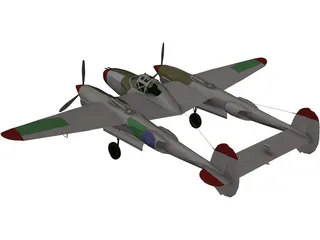 Lockheed P-38 J/L Lightning 3D Model preview