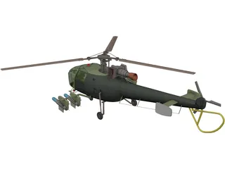 Aeroespatiale Alouette III with Interior 3D Model preview